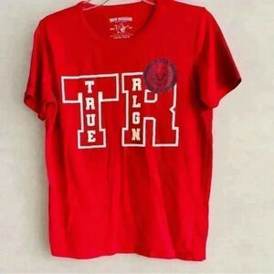 True Religion Red Juniors Sz XL (18-20) Short Sleeve T-Shirt MCM Retro Stretch